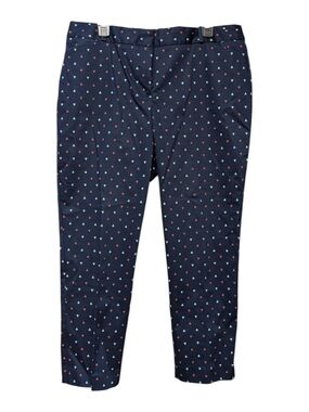 Liz Claiborne Navy Chinos with Red & White Micro Motif